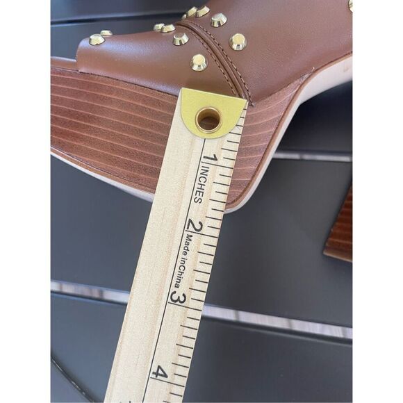 NWOB Michael Kors Jagger Studded Platform Mule Heel Sandal Brown Boho Size 7M - Picture 5 of 13